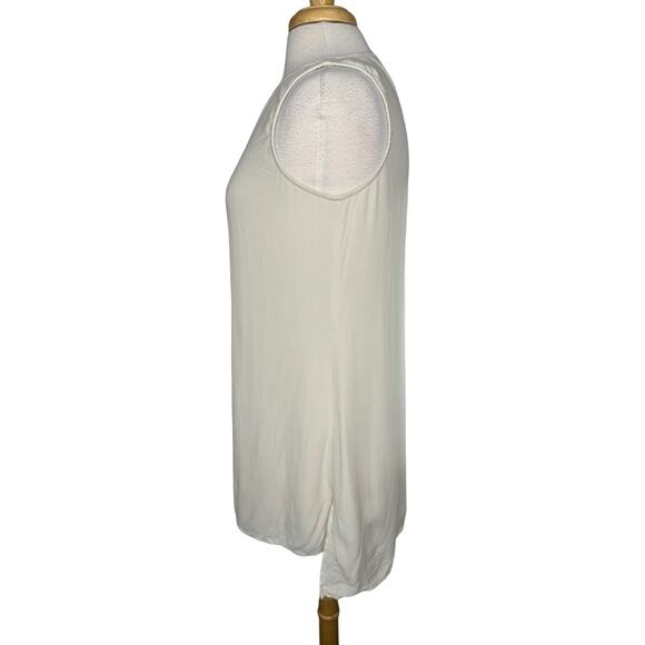 EILEEN FISHER System Silk Georgette Crepe Bateau Neck Shell Ivory Small #F5GC - Picture 2 of 8